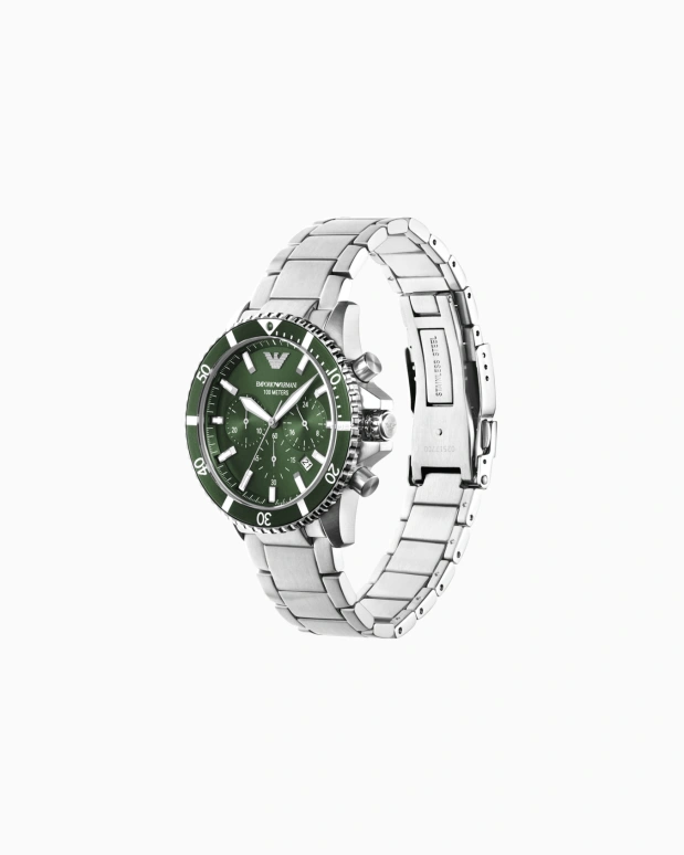 EMPORIO ARMANI,man 43mm,43mm,Stainless Steel,Green,Quartz,Chronograph,Day,AR11500NLPNLC