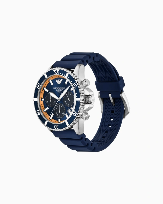 EMPORIO ARMANI,man 43.50mm,43.50mm,Stainless Steel,Blue,Eco-Drive,Chronograph,Day,Solar Charging,AR11696 NLP NLC