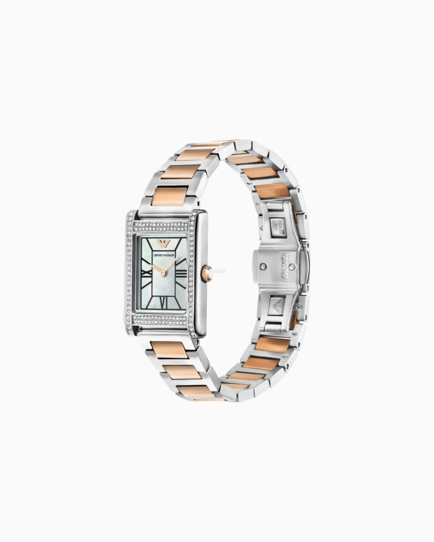 EMPORIO ARMANI,woman 22x32mm,22x32mm,Stainless Steel,White,Quartz,Rectangular,Silver,AR11626NLPNLC