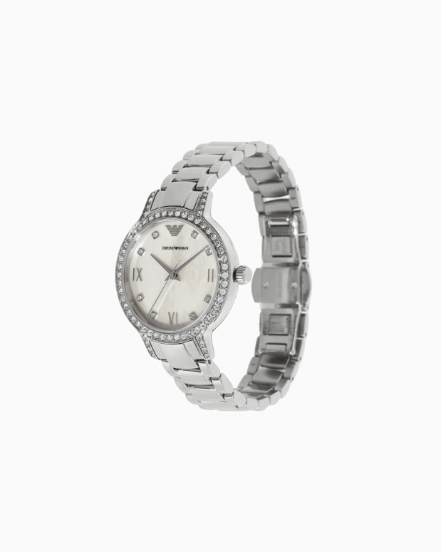 EMPORIO ARMANI,woman 32mm,32mm,Recycling and reusing materials,Stainless Steel,White,Quartz,Round,Silver,AR11484 NLP NLC