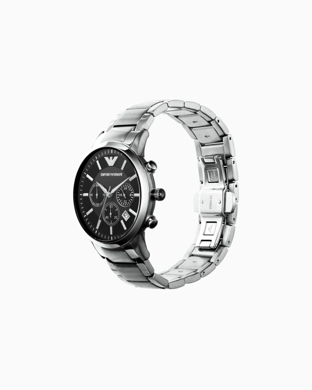 EMPORIO ARMANI,man 43mm,43mm,Stainless Steel,Black,Quartz,Chronograph,Day,AR2434NLPNLC
