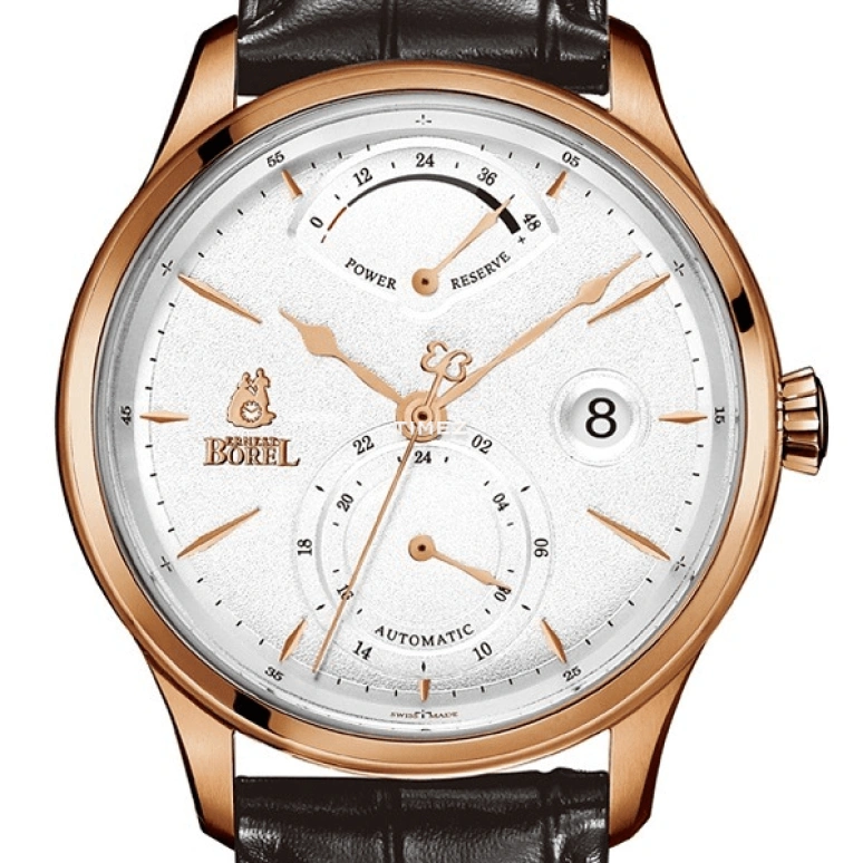 Ernest Borel,Retro 42mm,42mm,Stainless Steel,White,Automatic,Day,Power Reserve Indicator,Dule Time,GGR8880P3,GGR8880P3-25191BK