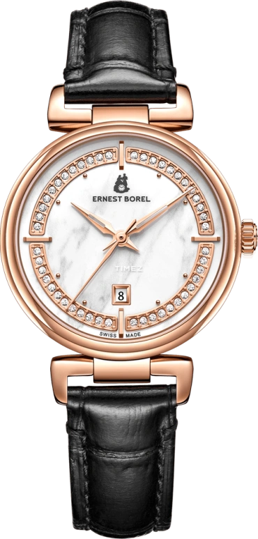 Ernest Borel,Galaxy 30mm,30mm,Stainless Steel,Silver White,Quartz,Day,Sapphire,Crystal Glass,N0117L0C,N0117L0C-QR4L