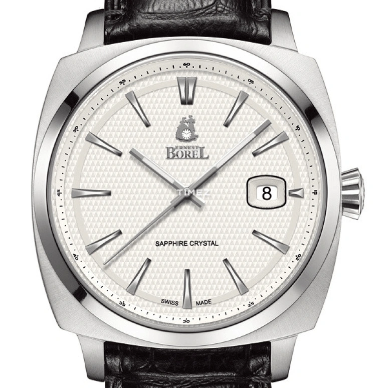 Ernest Borel,Retro 41mm,41mm,Stainless Steel,Silver White,Quartz,Day,Sapphire,Crystal Glass,GS901S,GS901S-4522BK