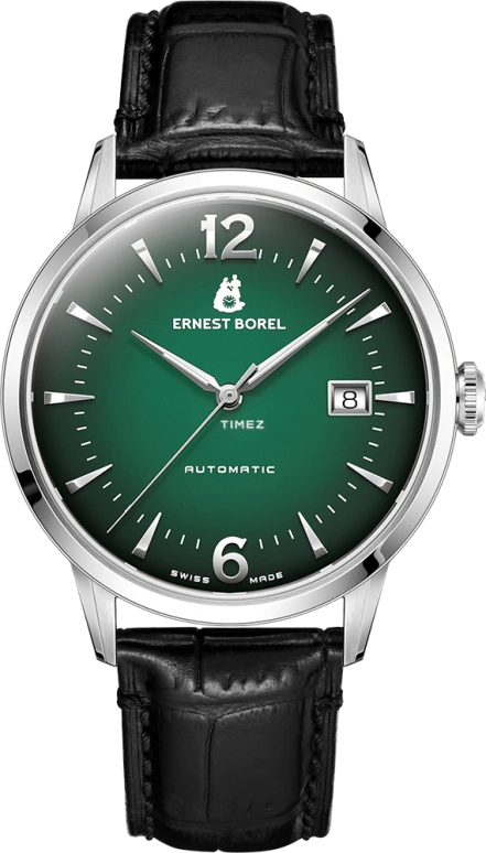 Ernest Borel,Romance 40mm,40mm,Stainless Steel,Green,Automatic,Day,Sapphire,Crystal Glass,E0708G0A,E0708G0A-MS9L