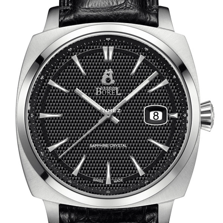 Ernest Borel,Retro 41mm,41mm,Stainless Steel,Black,Quartz,Day,Sapphire,Crystal Glass,GS901S,GS901S-5522BK