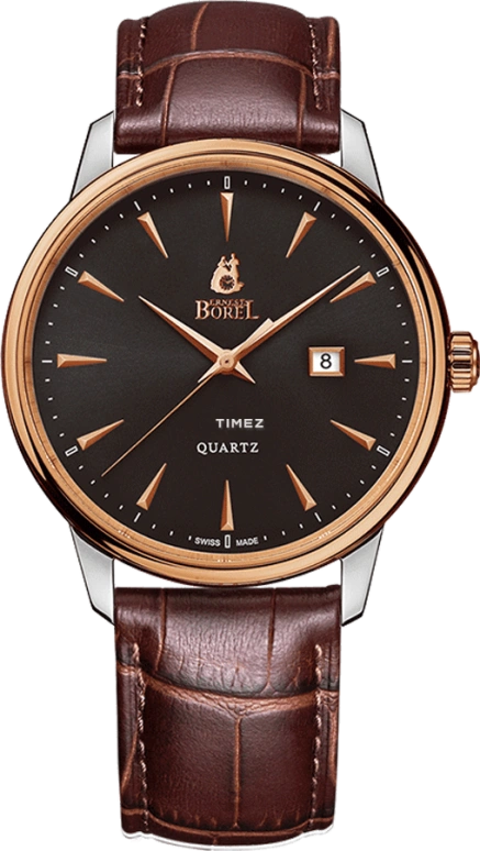 Ernest Borel,Yally 41mm,41mm,Stainless Steel,Black,Quartz,Day,Sapphire,Crystal Glass,N0413G0D,N0413G0D-QN0L