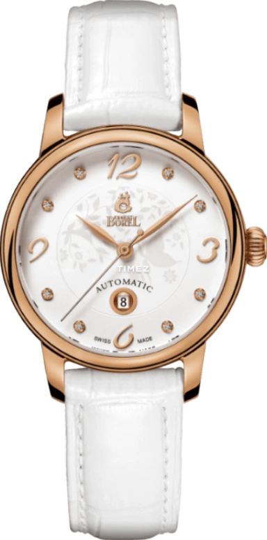 Ernest Borel,Iris 33.50mm,33.50mm,Stainless Steel,White,Automatic,Day,Sapphire,Crystal Glass,N0101L0A,N0101L0A-MR4L