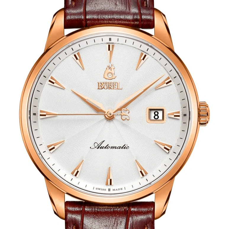 Ernest Borel,Jules 40mm,40mm,Stainless Steel,Silver White,Automatic,Day,Sapphire,Crystal Glass,GGR9160,GGR9160-212BR
