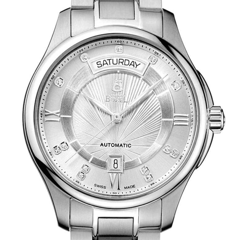 Ernest Borel,Braque 41mm,41mm,Stainless Steel,Silver,Automatic,Date,Day,GS7350W,GS7350W-2590
