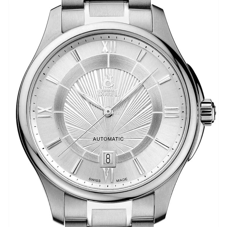 Ernest Borel,Braque 41mm,41mm,Stainless Steel,Silver,Automatic,Day,Sapphire,Crystal Glass,GS7350,GS7350-2522A