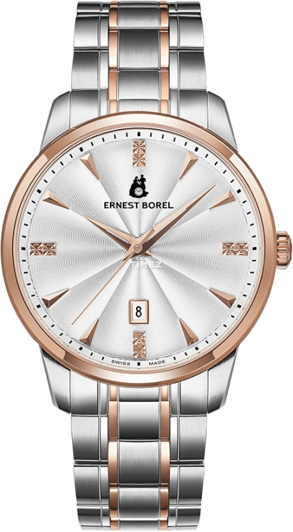 Ernest Borel,Jules 40mm,40mm,Stainless Steel,Silver,Quartz,Day,Sapphire,Crystal Glass,N0436G0D,N0436G0D-QN4N