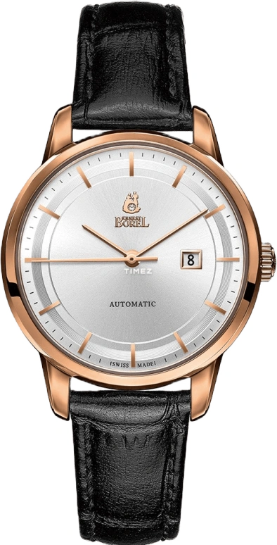 Ernest Borel,Yally 30mm,30mm,Stainless Steel,Silver,Automatic,Day,Sapphire,Crystal Glass,LGR5690,LGR5690-212BK