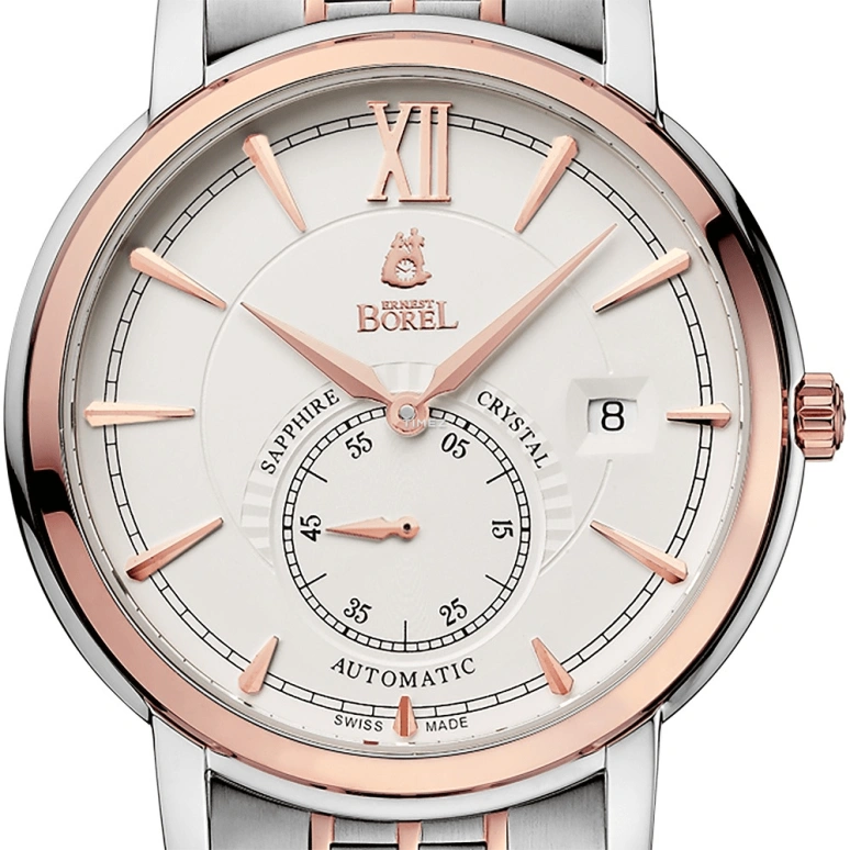 Ernest Borel,Royal 40.50mm,40.50mm,Stainless Steel,White,Automatic,Day,Sapphire,Crystal Glass,GBR6155W,GBR6155W-4829