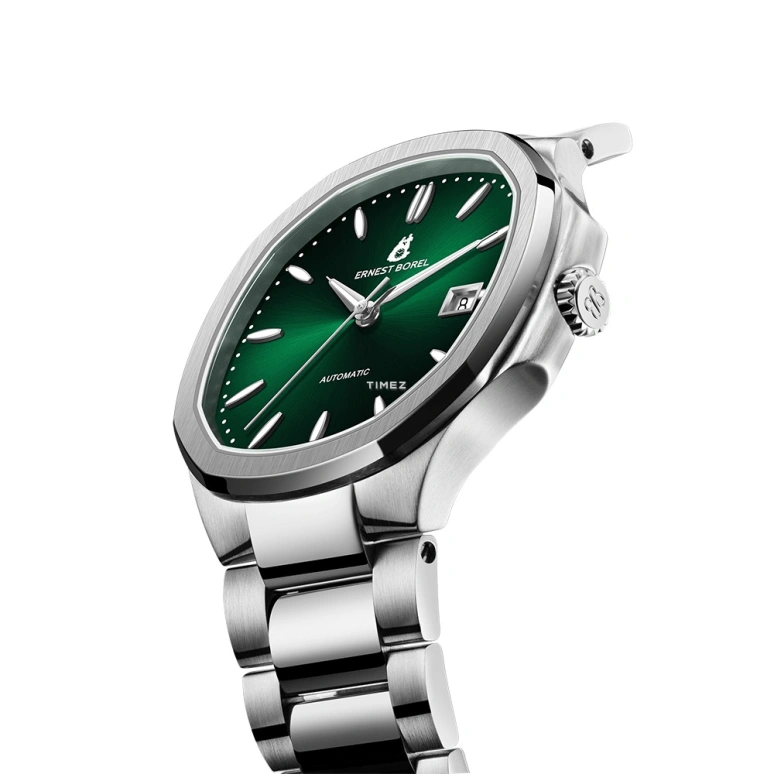 Ernest Borel,Retro 46.50mm,46.50mm,Stainless Steel,Green,Automatic,Day,Sapphire,Crystal Glass,N0404G0M,N0404G0M-MS9S