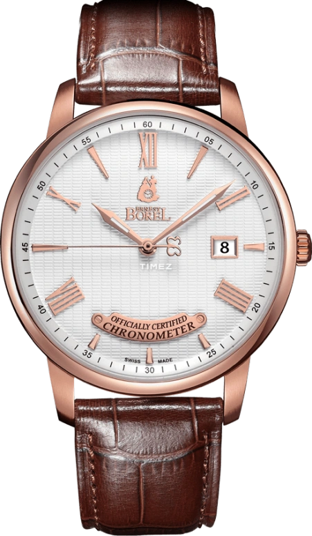 Ernest Borel,Jules 40mm,40mm,Rose Gold,Silver,Automatic,Day,42hours,N0707G0A,N0707G0A-CK2L
