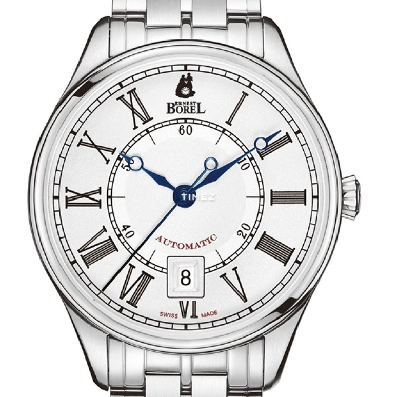 Ernest Borel,Retro 40.50mm,40.50mm,Stainless Steel,Silver,Automatic,Day,Sapphire,Crystal Glass,GS8180,GS8180-251