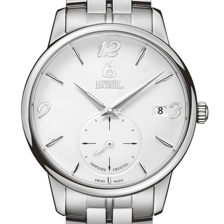 Ernest Borel,Yally 32mm,32mm,Stainless Steel,Silver,Quartz,Day,Sapphire,Crystal Glass,LS5650,LS5650-28421