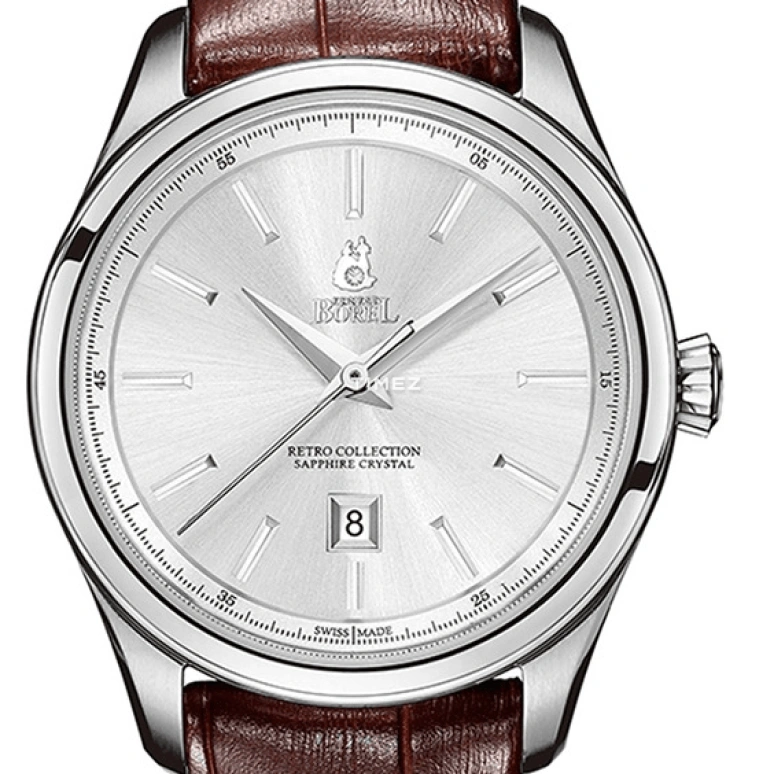 Ernest Borel,Retro 39mm,39mm,Stainless Steel,Silver,Quartz,Day,Sapphire,Crystal Glass,GS906,GS906-211BR