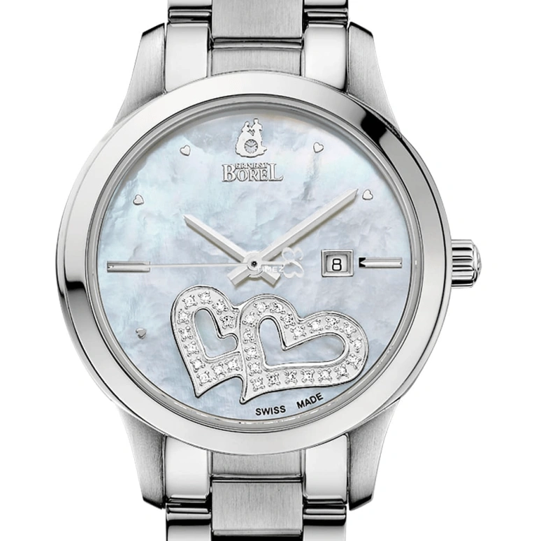 Ernest Borel,Harmonic 29mm,29mm,Stainless Steel,Ice Blue,Automatic,Sapphire,Crystal Glass,Round,LS6208,LS6208-520