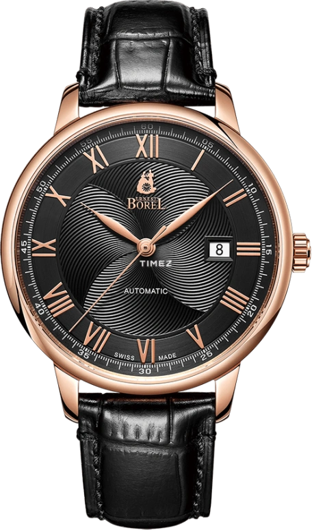 Ernest Borel,Yally 41mm,41mm,Stainless Steel,Black,Automatic,Day,Sapphire,Crystal Glass,N0423G0G,N0423G0G-MR5L