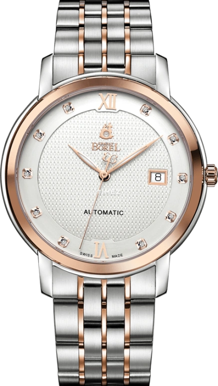 Ernest Borel,Royal 40.50mm,40.50mm,Stainless Steel,Silver White,Automatic,Day,42hours,N0402G0A,N0402G0A-MN2N