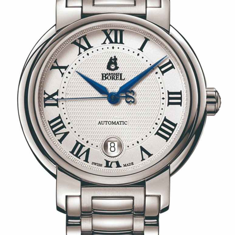 Ernest Borel,Romance 40.50mm,40.50mm,Stainless Steel,Silver White,Automatic,Day,Sapphire,Crystal Glass,GS1856N,GS1856N-251
