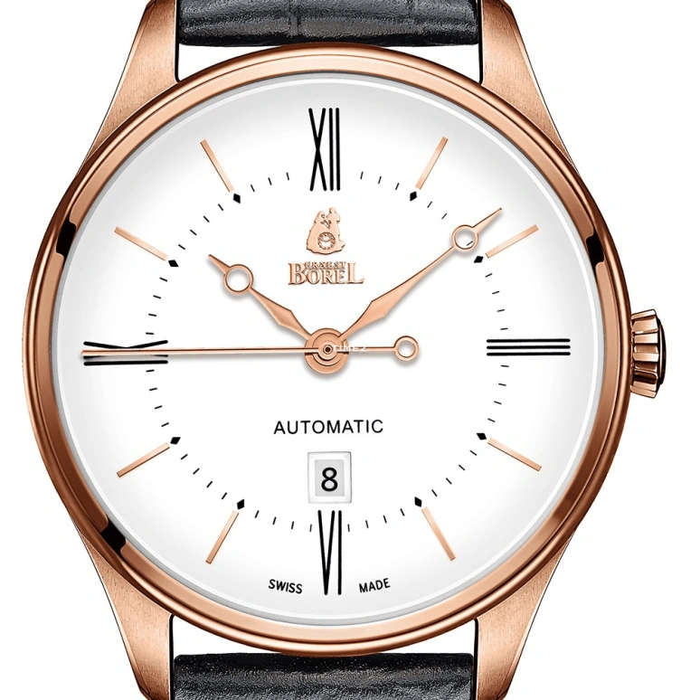 Ernest Borel,Retro 34.50mm,34.50mm,Stainless Steel,White,Automatic,Day,38hours,LGR8180,LGR8180-412BK