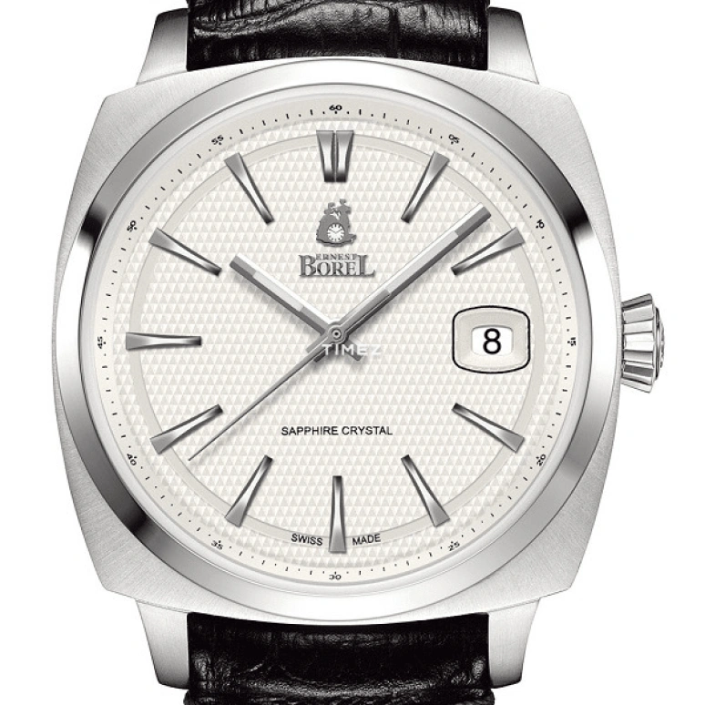 Ernest Borel,Retro 34mm,34mm,Stainless Steel,White,Quartz,Day,Sapphire,Crystal Glass,LS901S,LS901S-4522BK