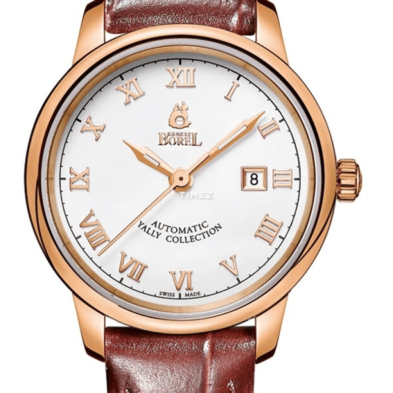 Ernest Borel,Yally 29mm,29mm,Stainless Steel,White,Automatic,Day,Sapphire,Crystal Glass,LGR5680N,LGR5680N-432BR