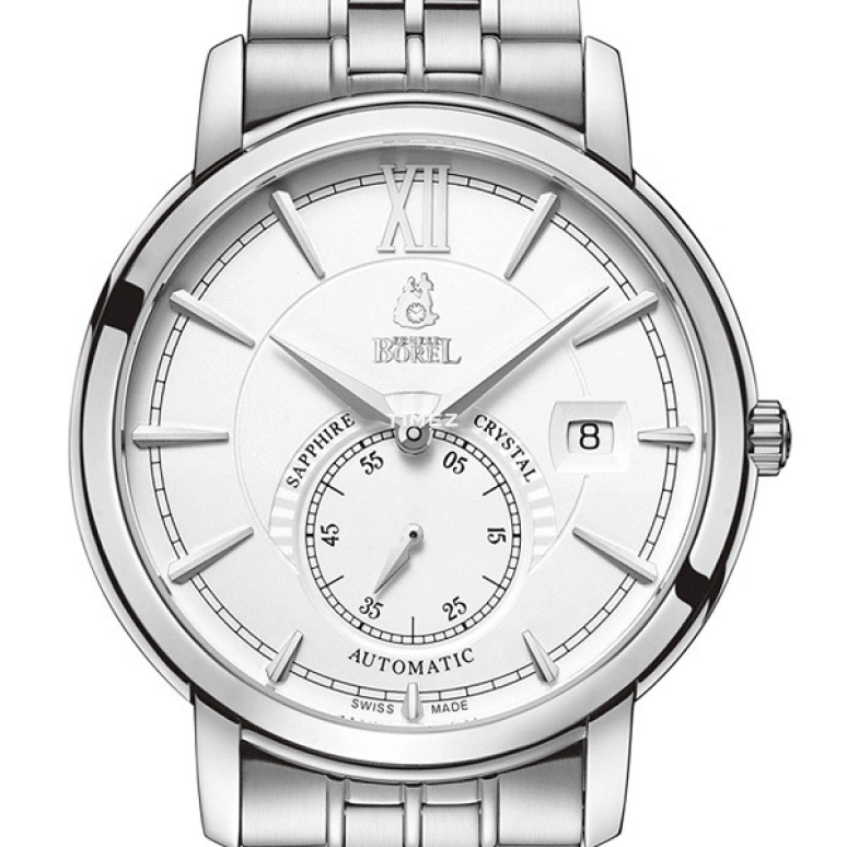 Ernest Borel,Royal 40.50mm,40.50mm,Stainless Steel,White,Automatic,Day,Sapphire,Crystal Glass,GS6155W,GS6155W-4822