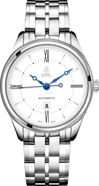 Ernest Borel,Retro 34.50mm,34.50mm,Stainless Steel,White,Automatic,Day,38hours,N0406L0A,N0406L0A-MS4S