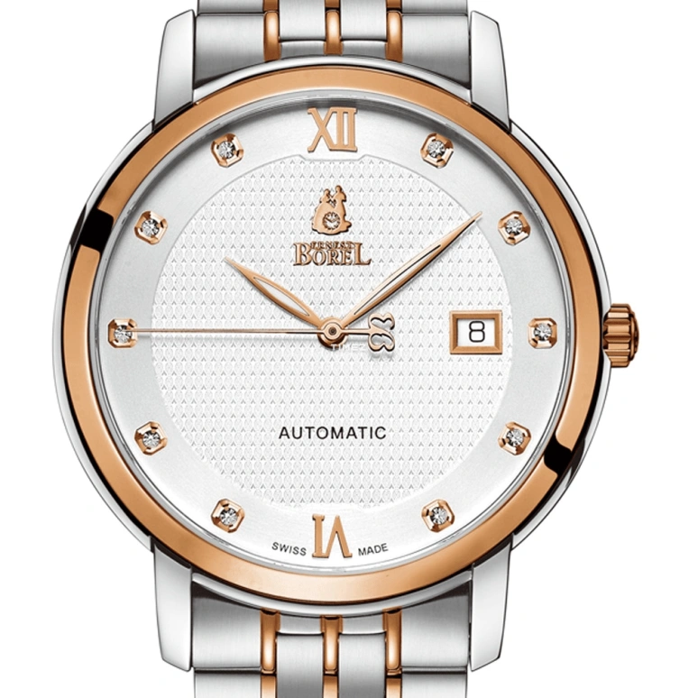 Ernest Borel,Royal 40.50mm,40.50mm,Stainless Steel,Silver White,Automatic,Day,Sapphire,Crystal Glass,GBR6155,GBR6155-2599
