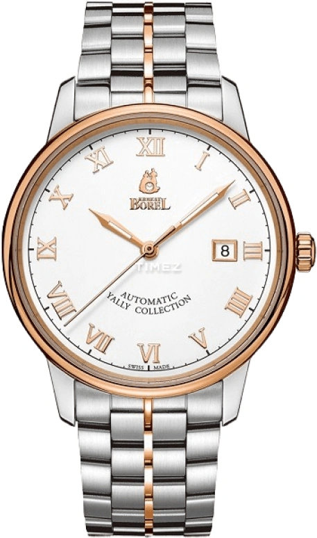 Ernest Borel,Yally 40mm,40mm,Stainless Steel,White,Automatic,Day,Sapphire,Crystal Glass,GBR5680N,GBR5680N-432