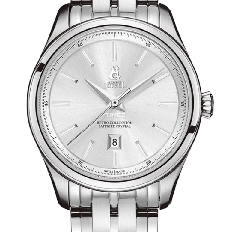 Ernest Borel,Retro 31mm,31mm,Stainless Steel,Silver,Quartz,Day,Sapphire,Crystal Glass,LS906,LS906-211