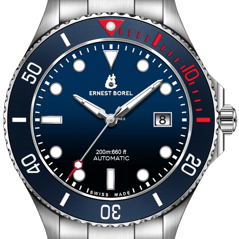Ernest Borel,Sage 42mm,42mm,Stainless Steel,Blue,Automatic,Day,Sapphire,Crystal Glass,N0735G0B,N0735G0B-MC6S