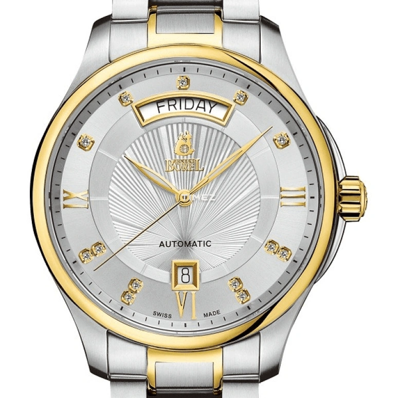Ernest Borel,Braque 41mm,41mm,Stainless Steel,Silver,Automatic,Date,Day,GB7350W,GB7350W-2599
