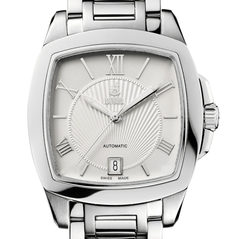 Ernest Borel,Romance 37mm,37mm,Stainless Steel,Silver White,Automatic,Day,Sapphire,Crystal Glass,GS1856S,GS1856S-4532