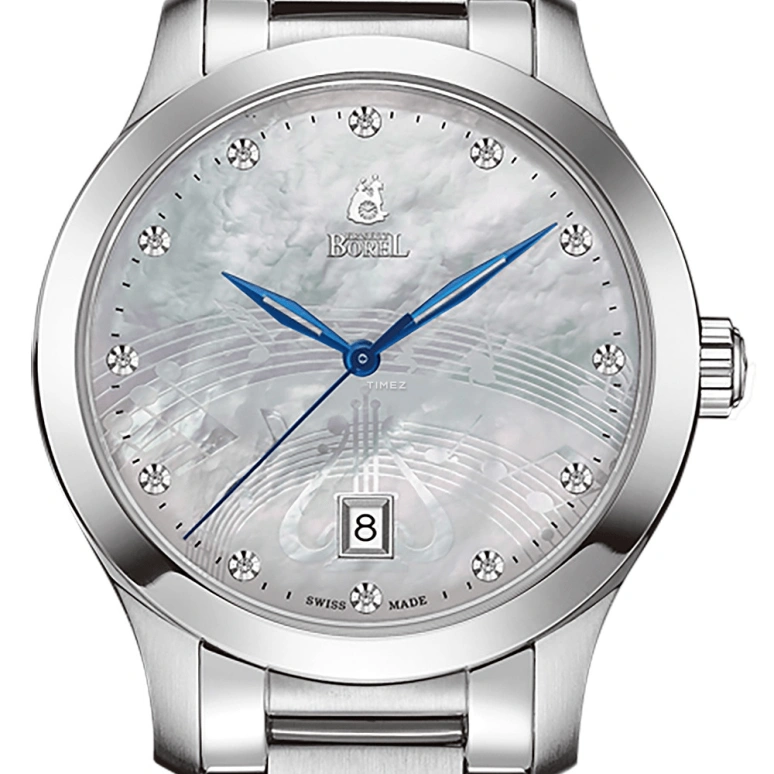 Ernest Borel,Harmonic 36mm,36mm,Stainless Steel,Silver White,Quartz,Sapphire,Crystal Glass,Round,BS608,BS608-421
