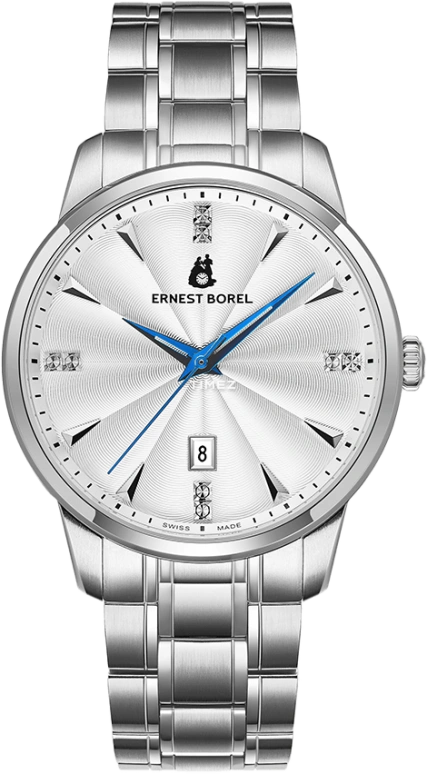 Ernest Borel,Jules 40mm,40mm,Stainless Steel,Silver,Quartz,Day,Sapphire,Crystal Glass,N0436G0E,N0436G0E-QS4S