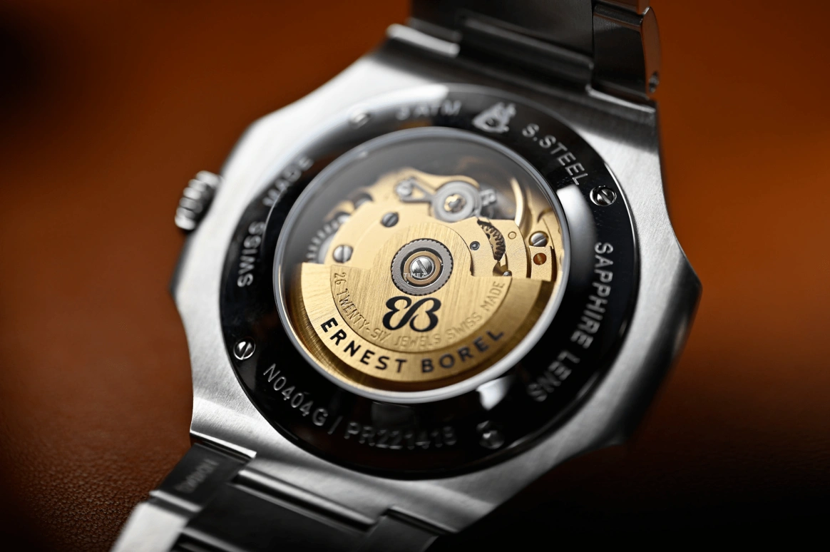 Ernest Borel,Retro 46.50mm,46.50mm,Stainless Steel,Blue,Automatic,Day,Sapphire,Crystal Glass,N0404G0S,N0404G0S-MS6S