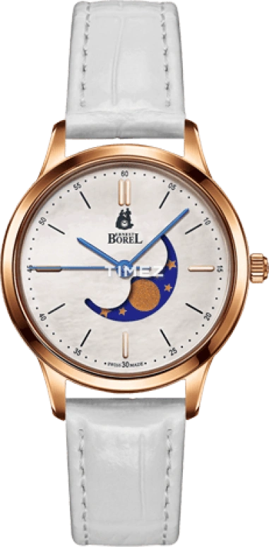 Ernest Borel,Danaus 29mm,29mm,Stainless Steel,Silver,Quartz,Moonphase,Sapphire,Crystal Glass,LGR880,LGR880-412WH