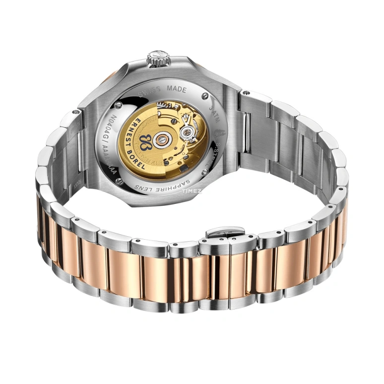 Ernest Borel,Retro 42.50mm,42.50mm,Stainless Steel,Silver White,Automatic,Day,Sapphire,Crystal Glass,N0404G0A,N0404G0A-MN2N