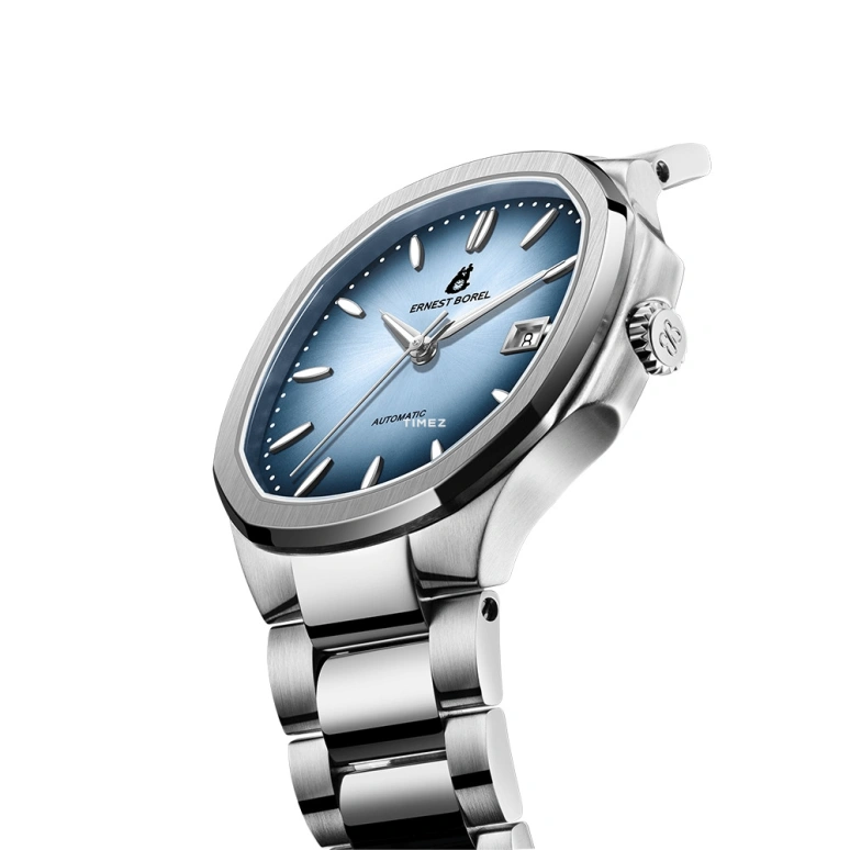 Ernest Borel,Retro 46.50mm,46.50mm,Stainless Steel,Blue,Automatic,Day,Sapphire,Crystal Glass,N0404G0L,N0404G0L-MS6S