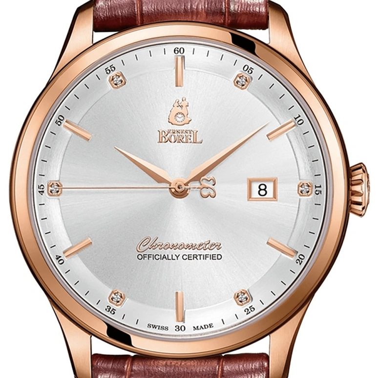 Ernest Borel,Retro 42mm,42mm,Stainless Steel,Silver,Automatic,Day,Sapphire,Crystal Glass,GGR8380C,GGR8380C-222BR