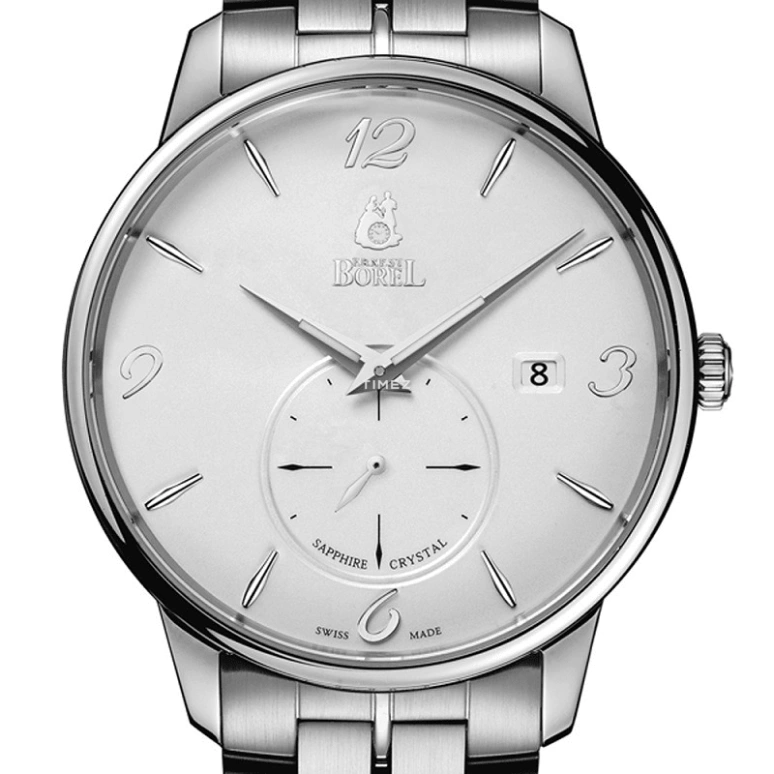 Ernest Borel,Yally 41mm,41mm,Stainless Steel,Silver,Quartz,Day,Sapphire,Crystal Glass,GS5650,GS5650-28421
