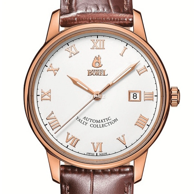 Ernest Borel,Yally 40mm,40mm,Stainless Steel,White,Automatic,Day,Sapphire,Crystal Glass,GGR5680N,GGR5680N-432BR