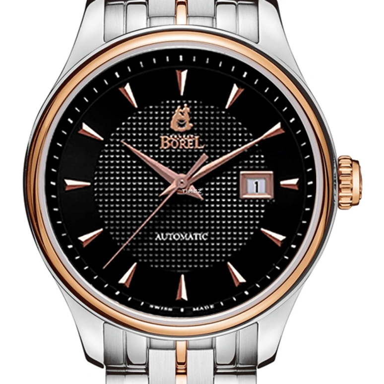 Ernest Borel,Retro 29mm,29mm,Stainless Steel,Black,Automatic,Day,Sapphire,Crystal Glass,LBR8280,LBR8280-512