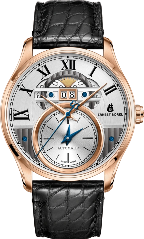 Ernest Borel,Grandeur 42mm,42mm,Stainless Steel,Silver,Automatic,Dule Time,Big Date,N0733G0A,N0733G0A-SR2A