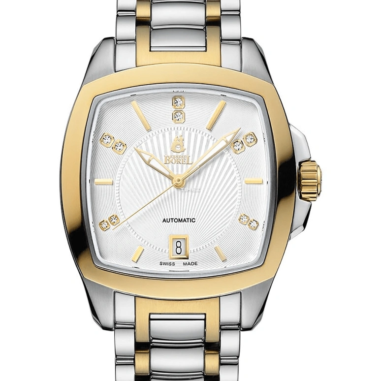 Ernest Borel,Romance 37mm,37mm,Stainless Steel,Silver White,Automatic,Day,Sapphire,Crystal Glass,GB1856S,GB1856S-4599